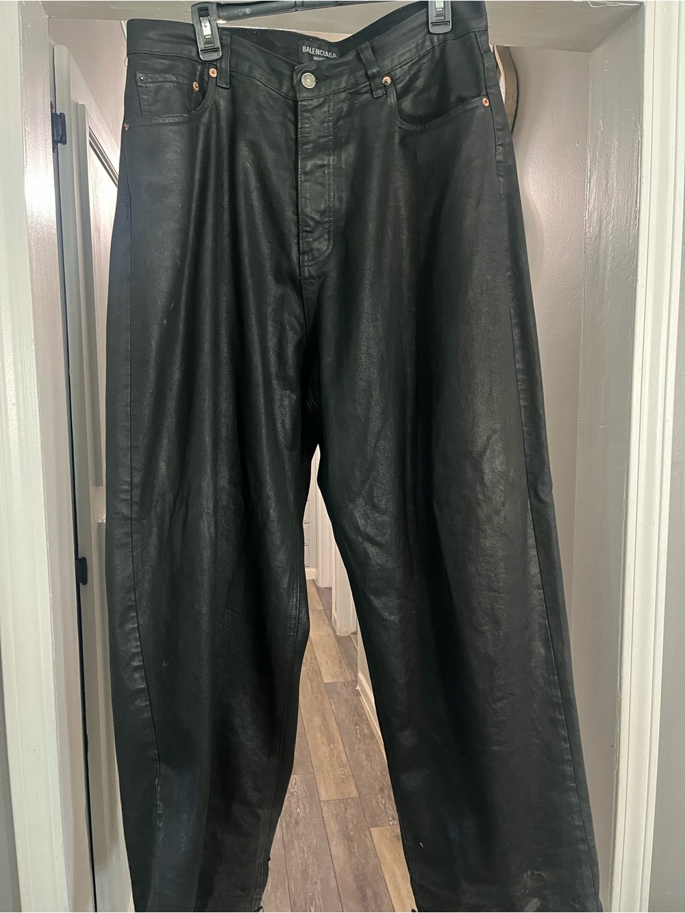 Balenciaga Men's Black waxed Jeans